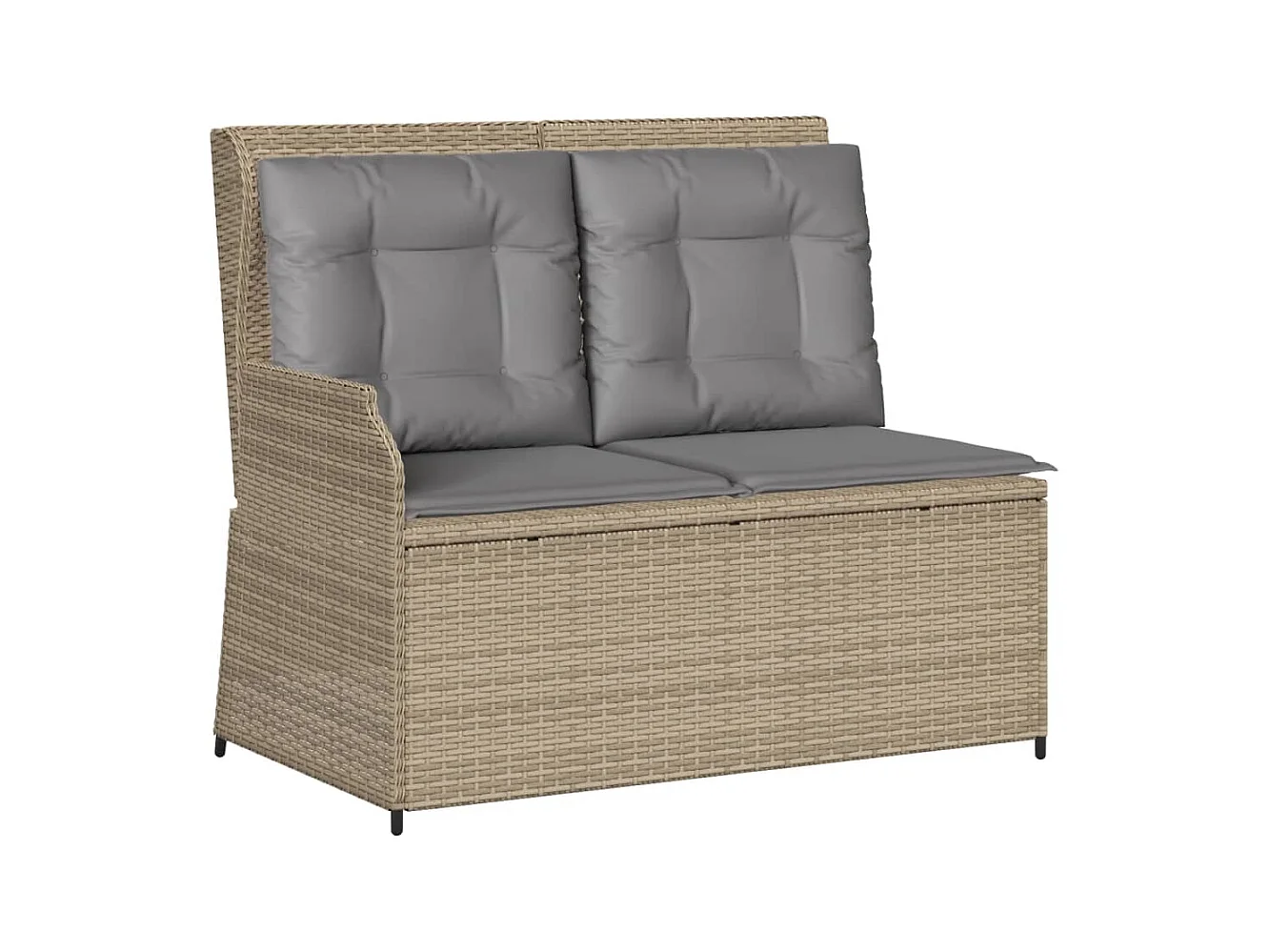 Banc inclinable de jardin avec coussins beige résine tressée