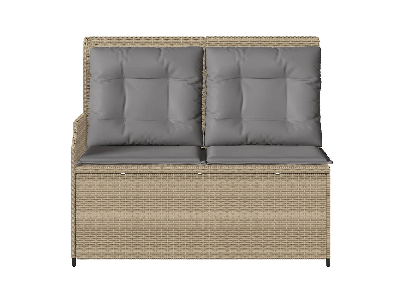 Banc inclinable de jardin avec coussins beige résine tressée