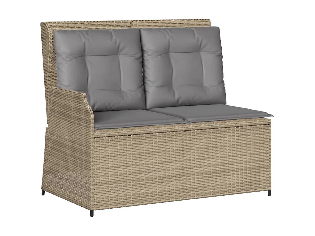 Banc inclinable de jardin avec coussins beige résine tressée