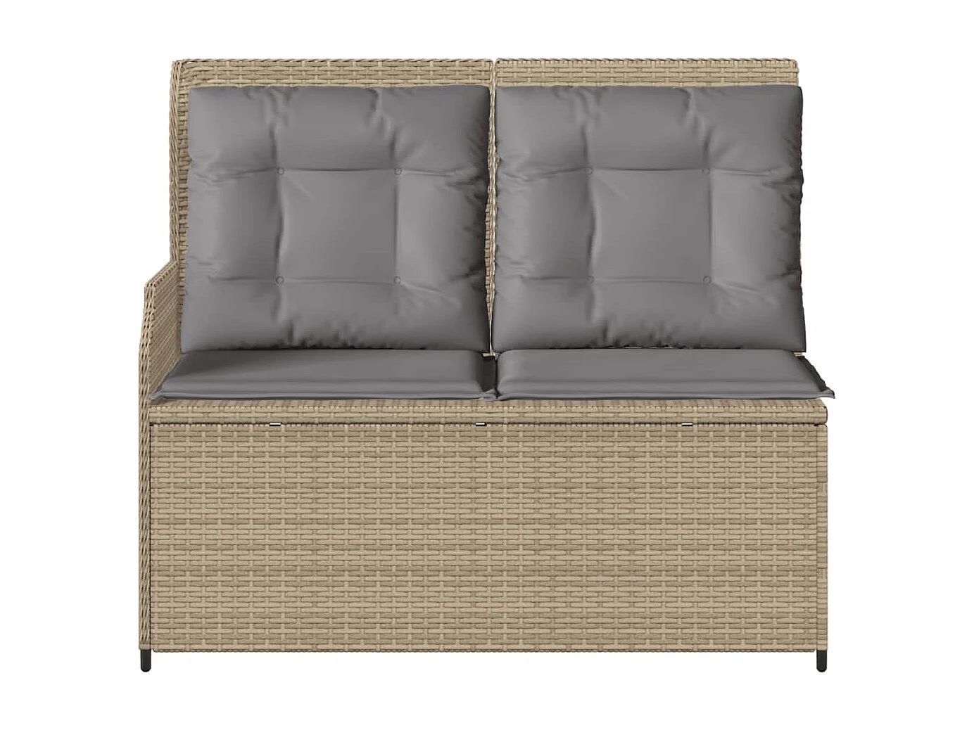 Banc inclinable de jardin avec coussins beige résine tressée