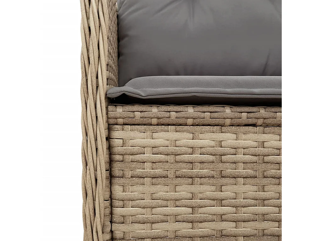 Tuinbankje verstelbaar met kussens poly rattan beige