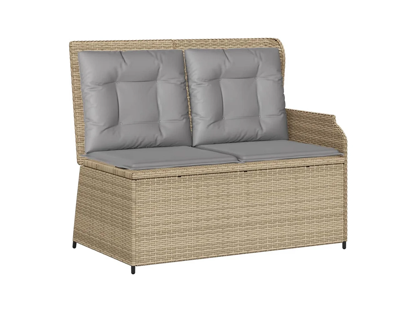 Banc inclinable de jardin avec coussins beige résine tressée