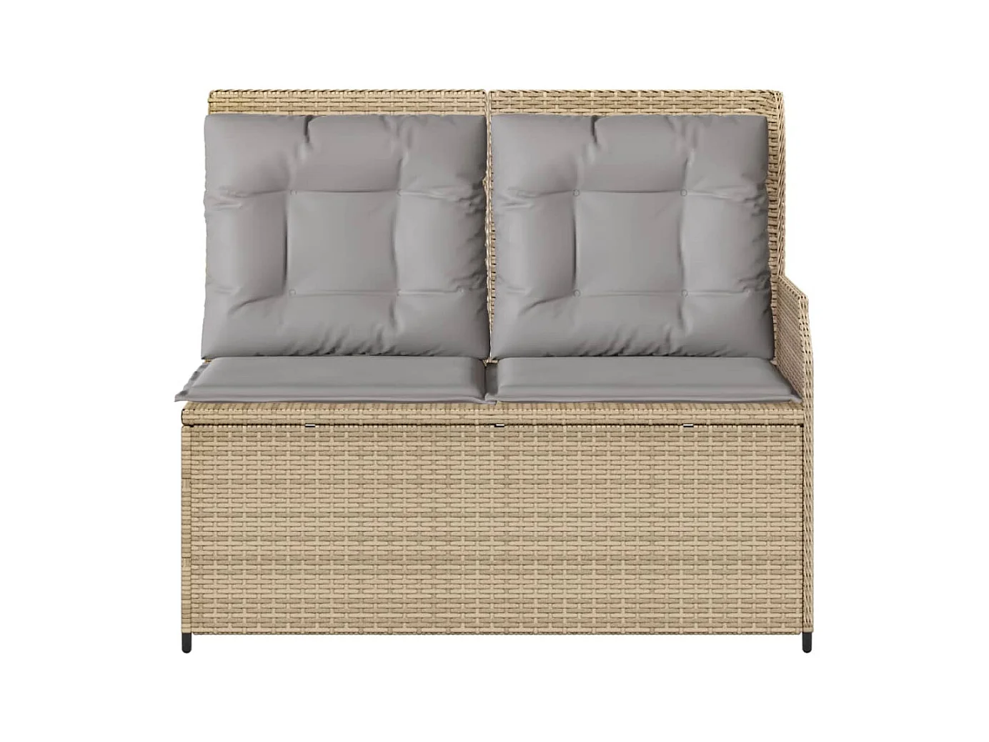 Banc inclinable de jardin avec coussins beige résine tressée