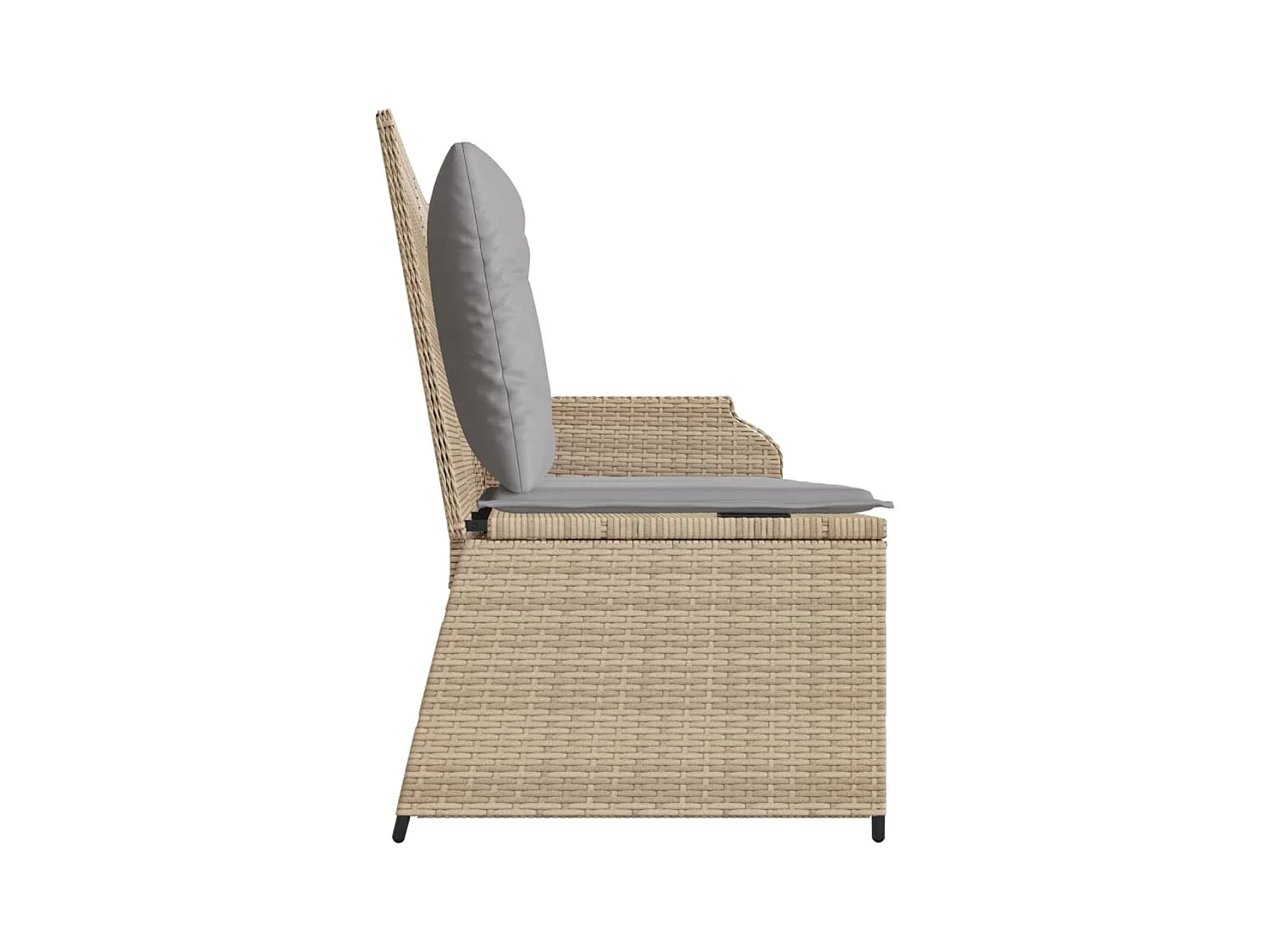 Banc inclinable de jardin avec coussins beige résine tressée