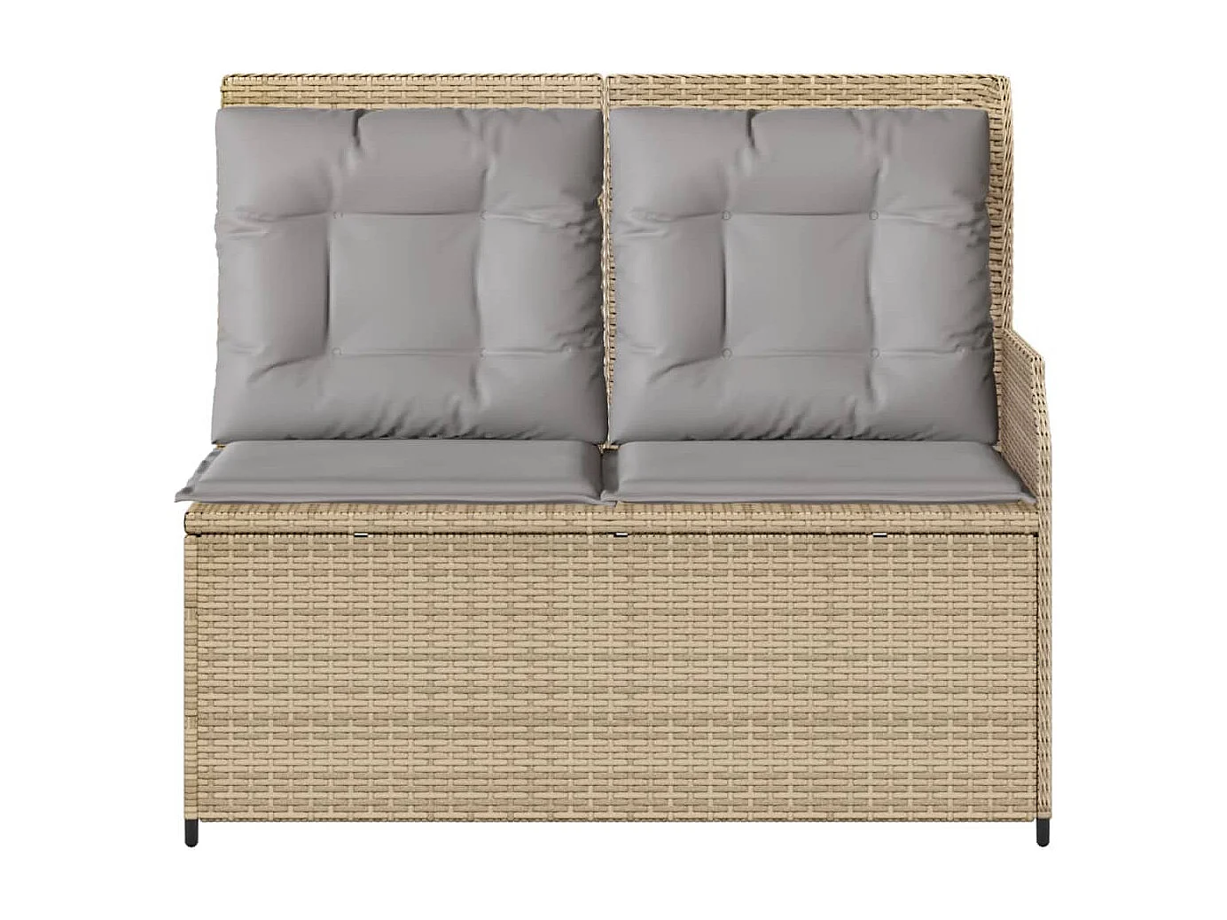 Tuinbankje verstelbaar met kussens poly rattan beige