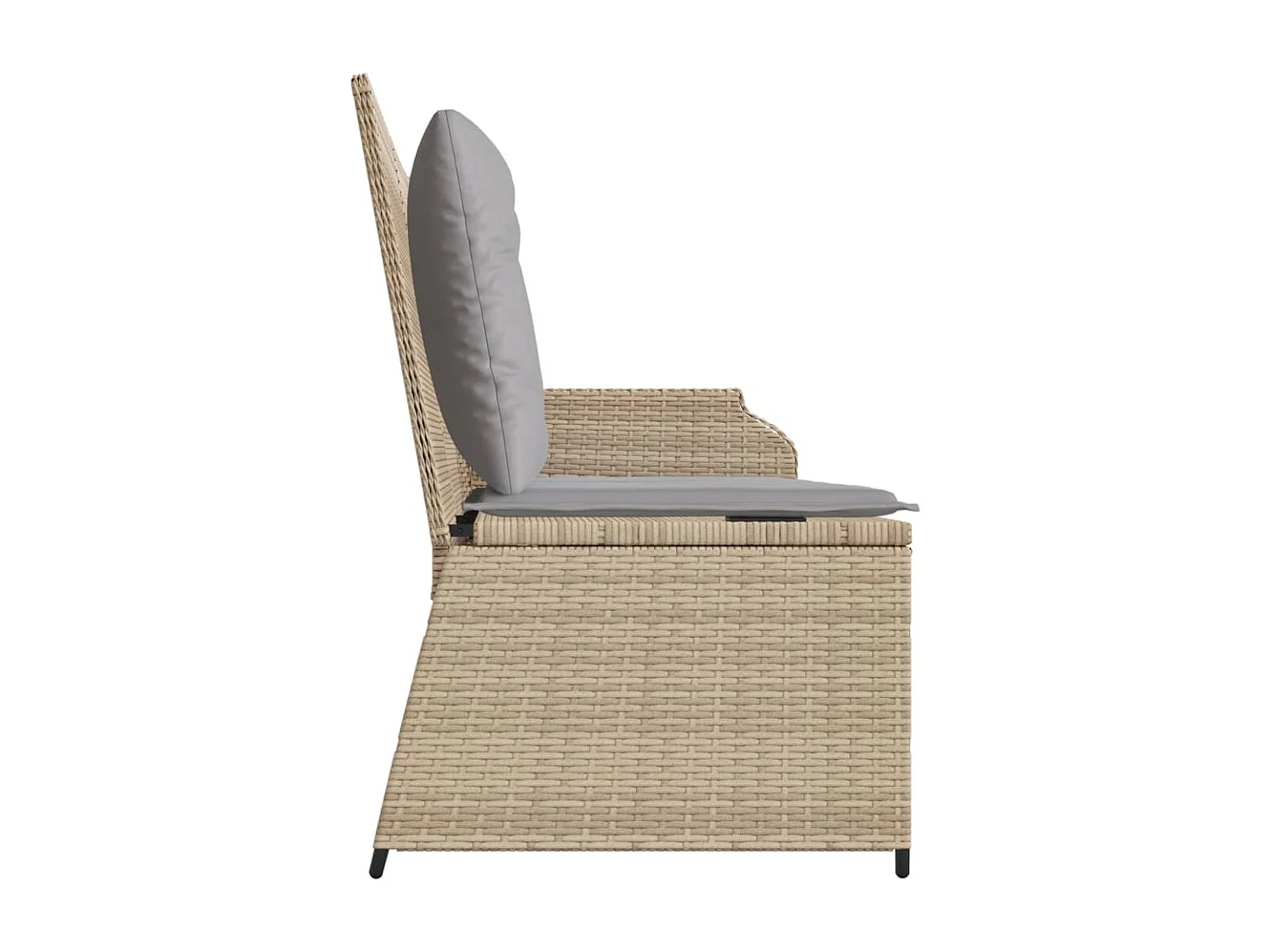 Tuinbankje verstelbaar met kussens poly rattan beige
