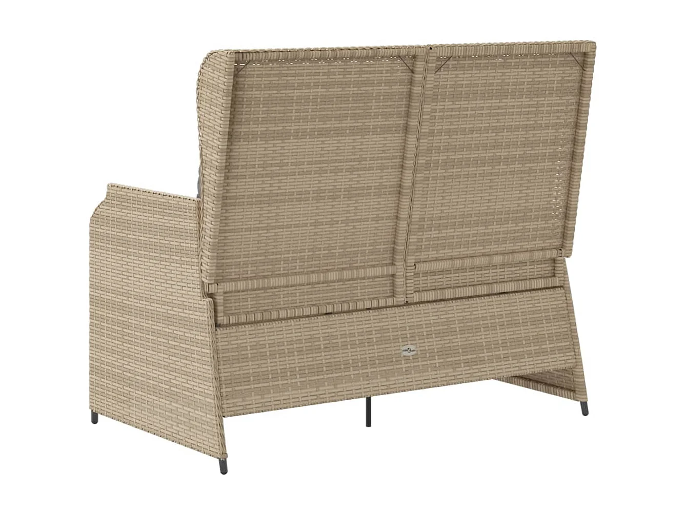 Tuinbankje verstelbaar met kussens poly rattan beige