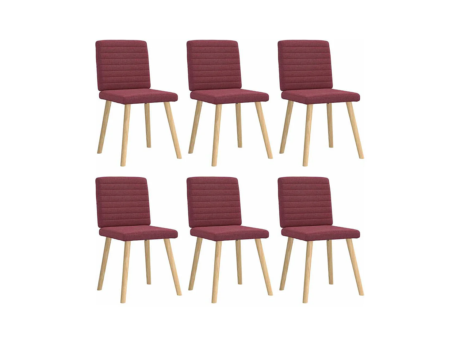 Chaises à manger lot de 6 rouge bordeaux tissu