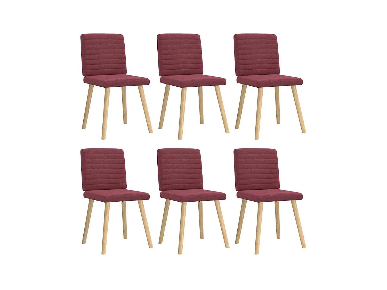 Eetkamerstoelen 6 st stof wijnrood