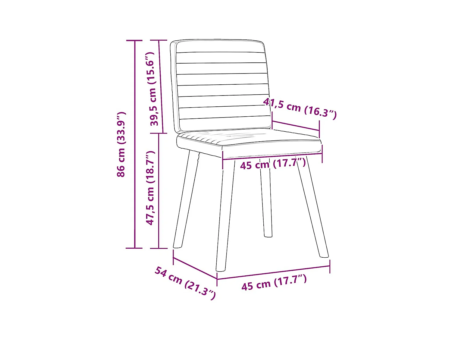 Chaises à manger lot de 6 rouge bordeaux tissu