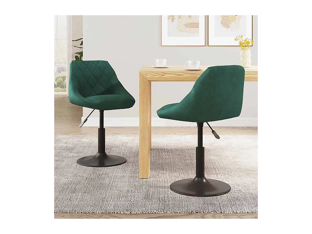 Chaises pivotantes à manger lot de 2 vert foncé velours