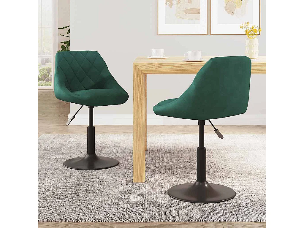 Sedie da Pranzo Girevoli 2 pz Verde Scuro in Velluto