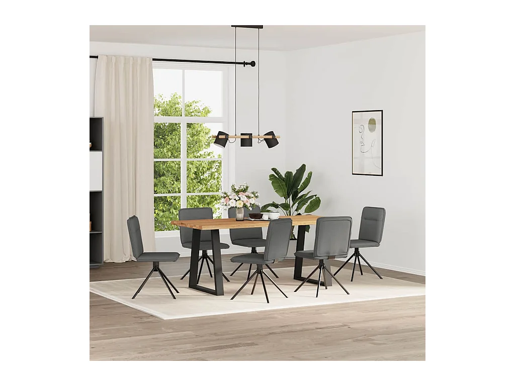 Chaises à manger lot de 6 gris foncé tissu