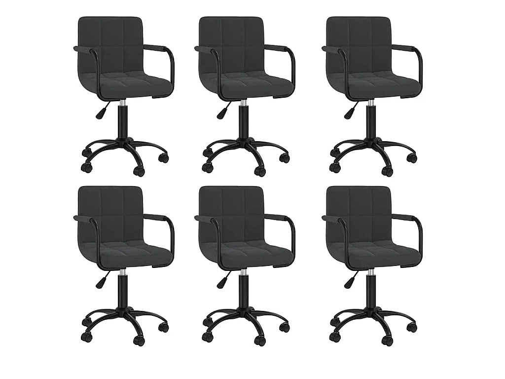 Chaises pivotantes à manger lot de 6 noir velours