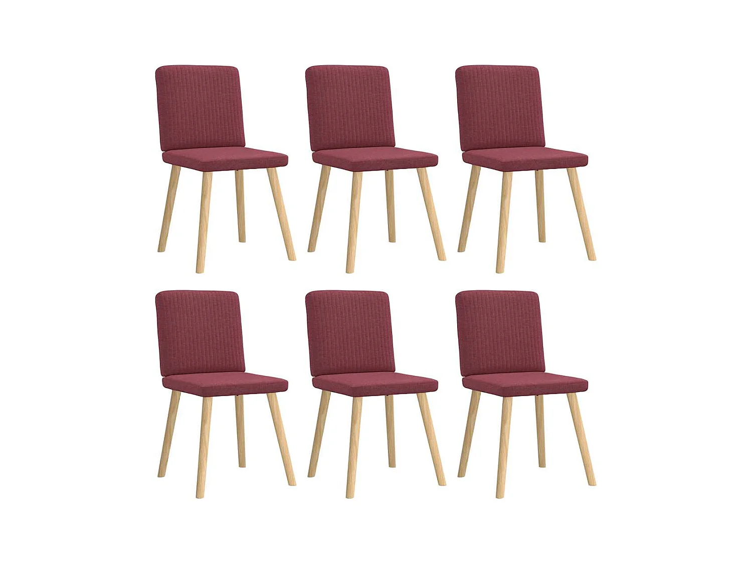Chaises à manger lot de 6 rouge bordeaux tissu