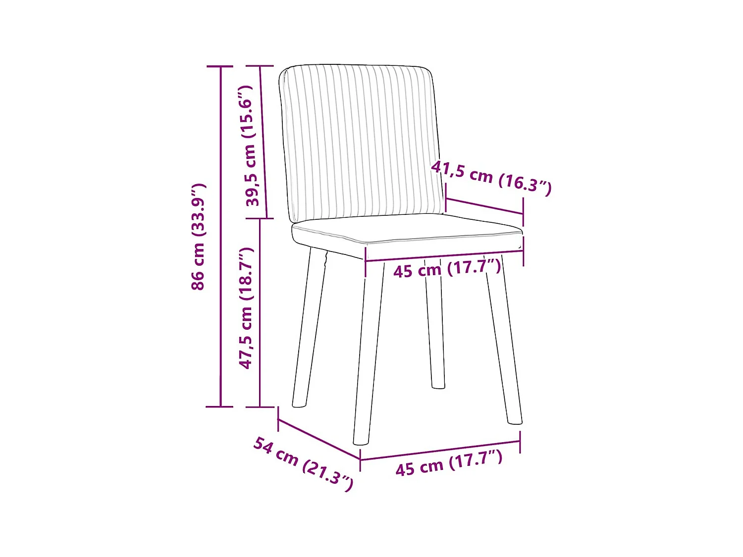 Chaises à manger lot de 6 rouge bordeaux tissu