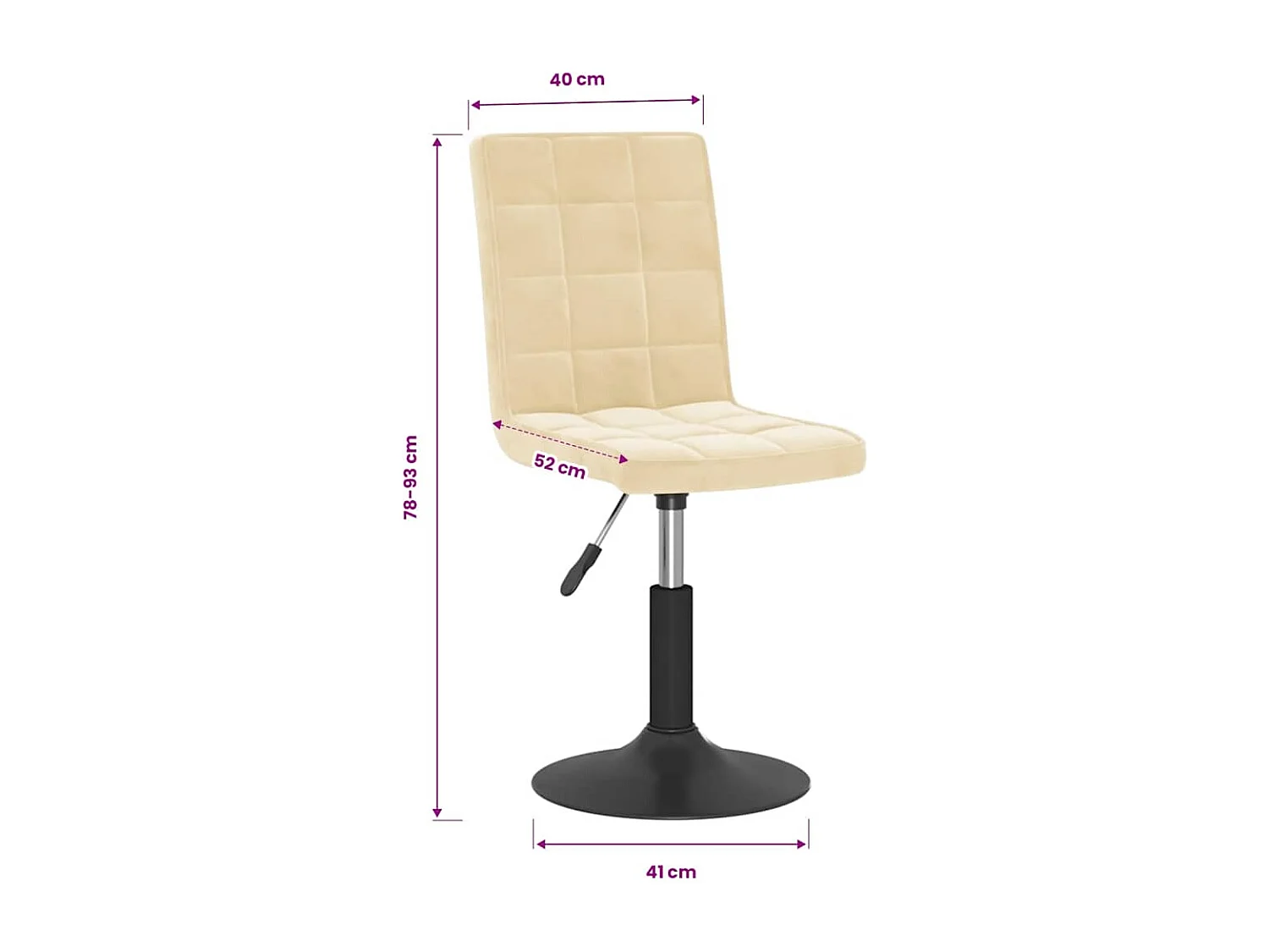 Chaises pivotantes à manger lot de 6 crème velours