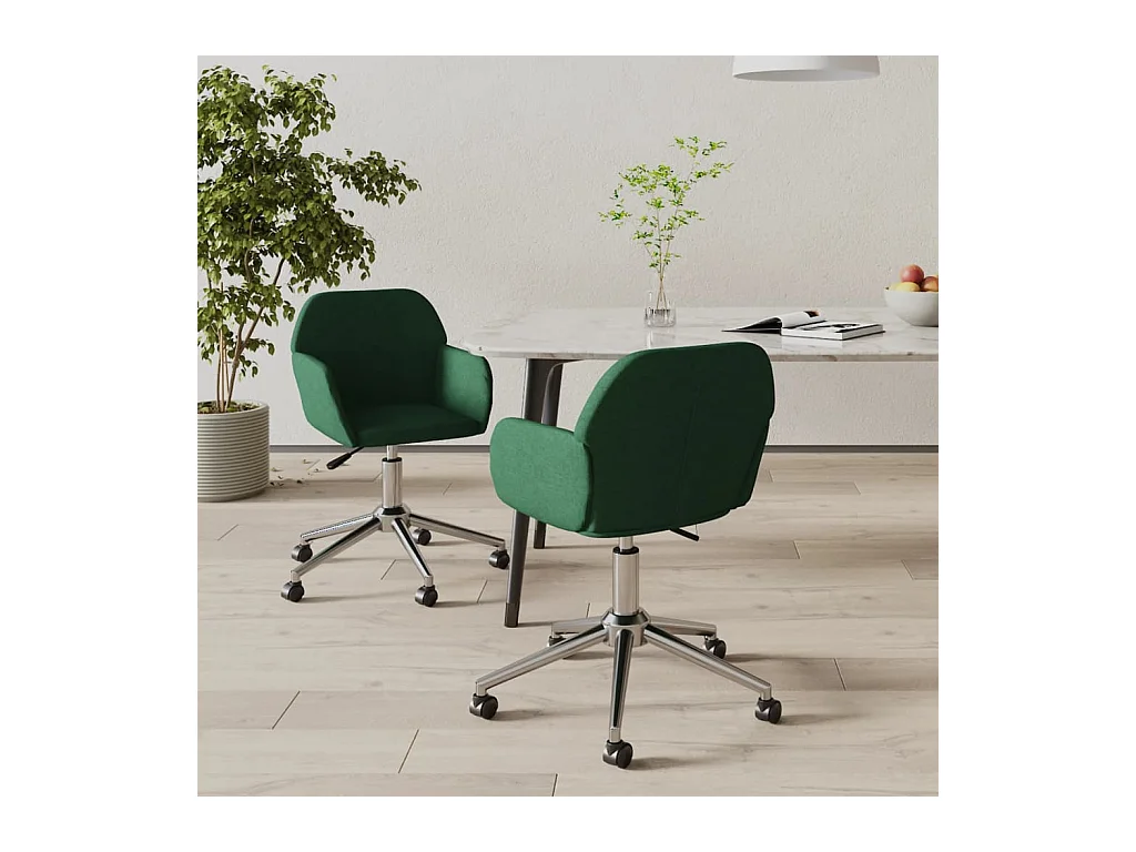 Sillas de comedor giratorias 2 unidades tela verde oscuro