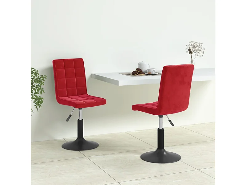 Cadeiras de jantar giratórias 2 pcs veludo vermelho tinto