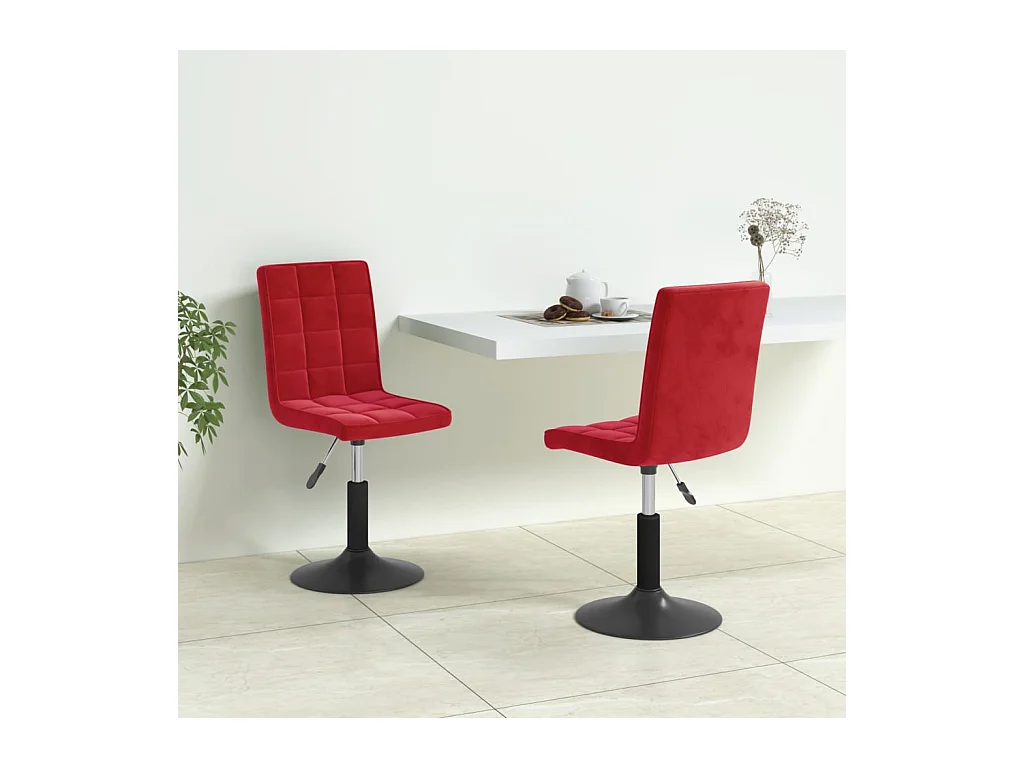 Chaises à manger pivotantes lot de 2 rouge bordeaux velours