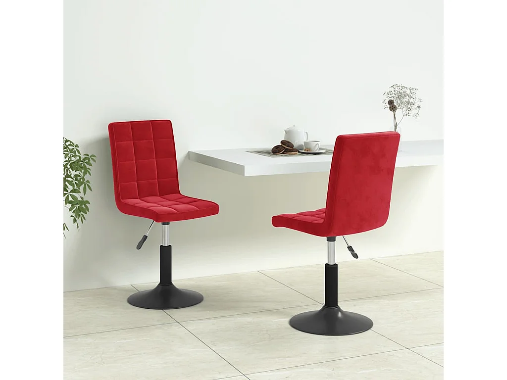 Cadeiras de jantar giratórias 2 pcs veludo vermelho tinto
