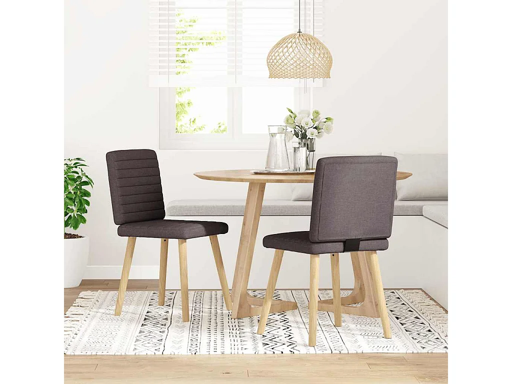 Eetkamerstoelen 2 st stof donkerbruin