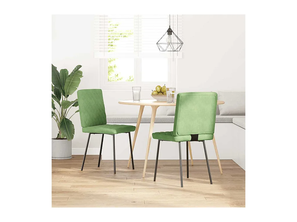 Chaises à manger lot de 2 Vert clair Velours