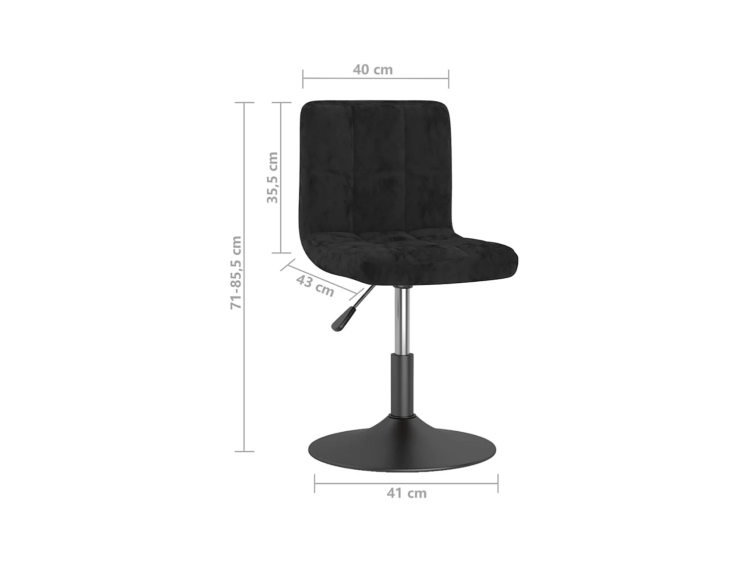 Chaises pivotantes à manger lot de 6 noir velours