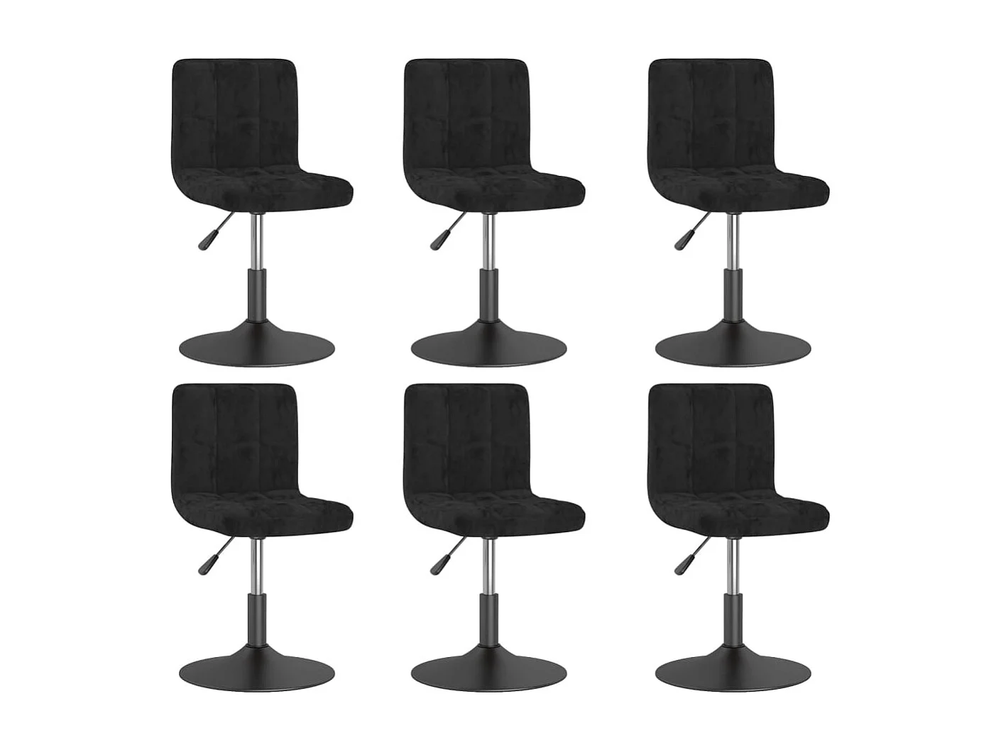 Chaises pivotantes à manger lot de 6 noir velours