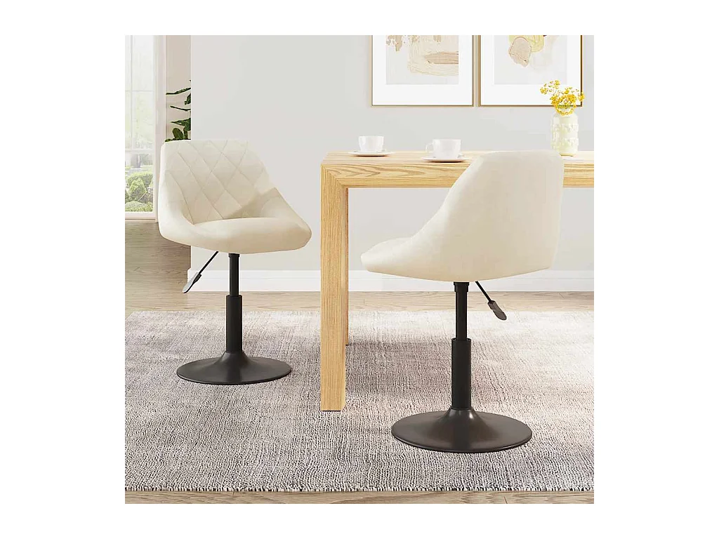 Chaises pivotantes à manger lot de 2 Crème Velours