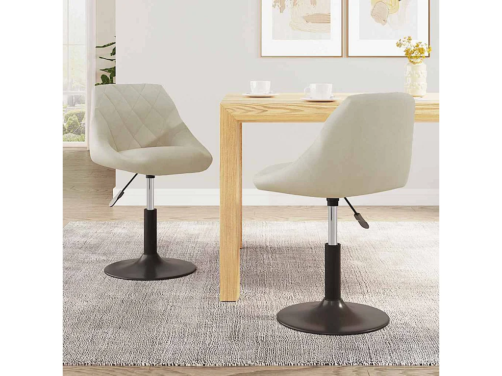 Chaises pivotantes à manger lot de 2 Crème Velours