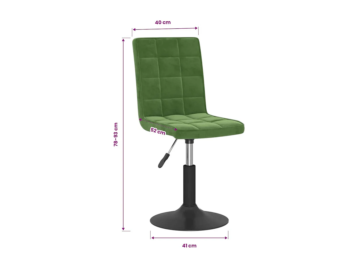 Chaises pivotantes à manger lot de 4 vert foncé velours