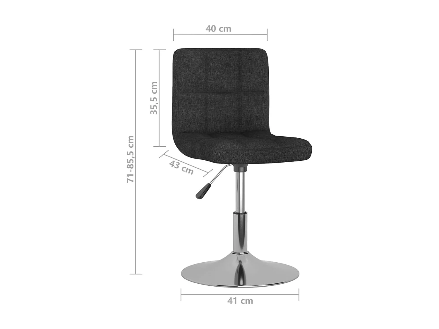Chaises pivotantes à manger lot de 4 Noir Tissu