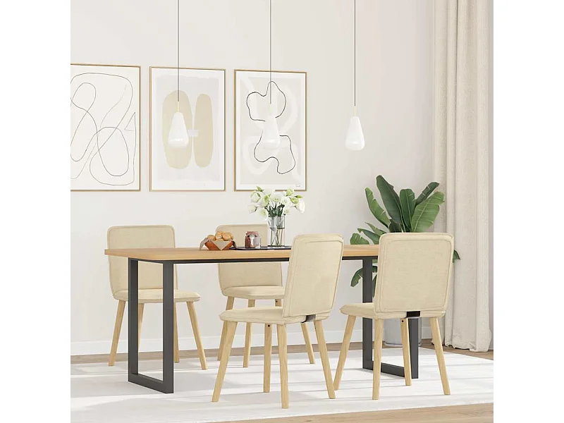 Cadeiras de jantar 4 pcs tecido cor creme
