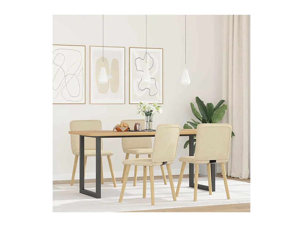 Chaises à manger lot de 4 crème tissu