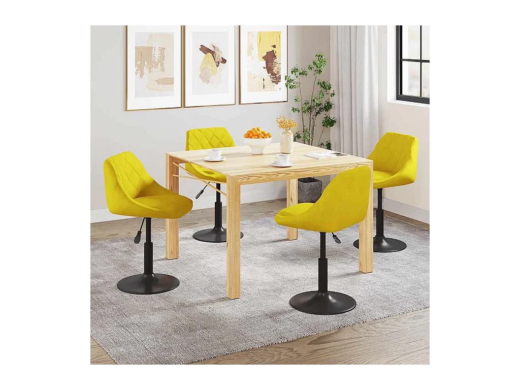 Eetkamerstoelen draaibaar 4 st fluweel mosterdgeel