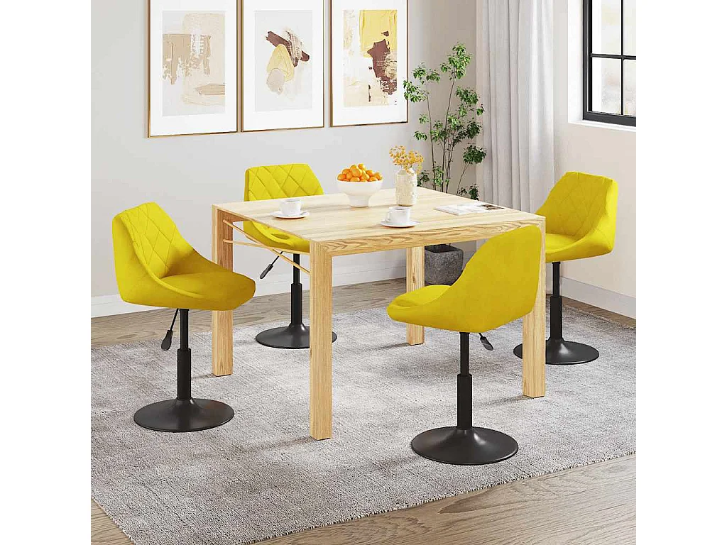 Chaises à manger pivotantes lot de 4 jaune moutarde velours