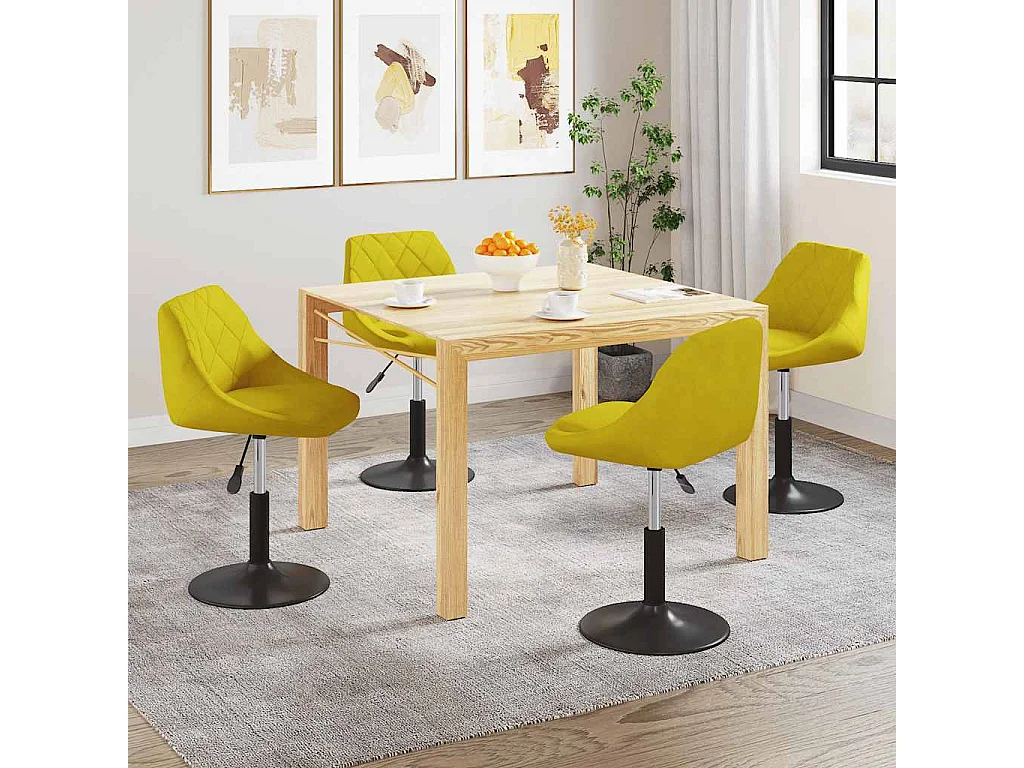 Eetkamerstoelen draaibaar 4 st fluweel mosterdgeel