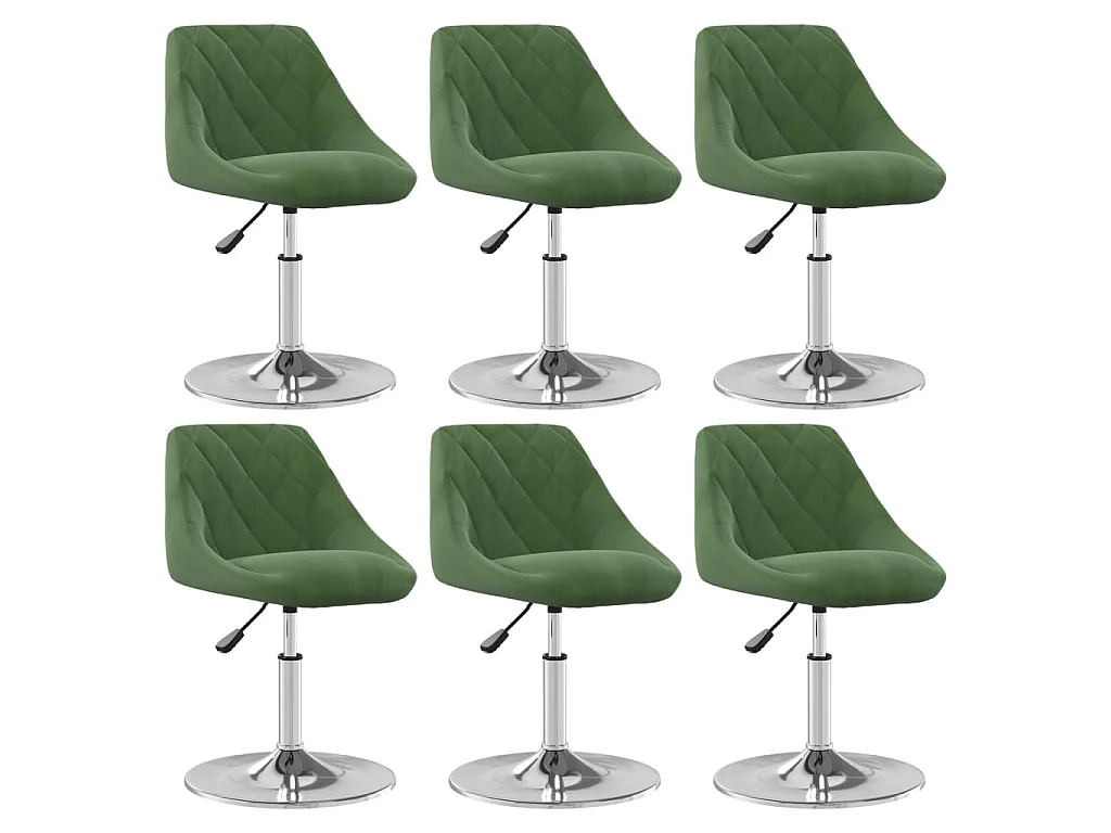 Chaises pivotantes à manger lot de 6 Vert foncé Velours