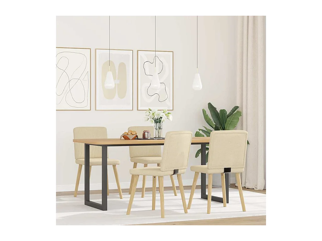 Chaises à manger lot de 4 crème tissu
