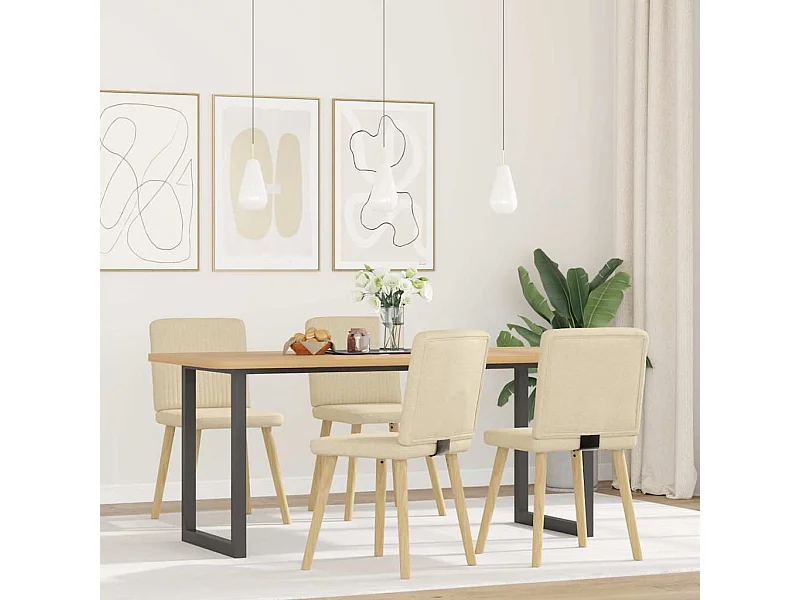 Eetkamerstoelen 4 st stof crèmekleurig