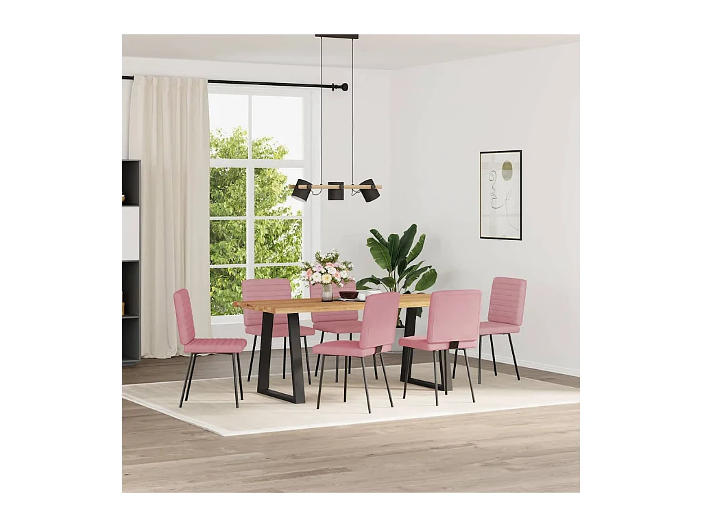 Chaises à manger lot de 6 rose velours