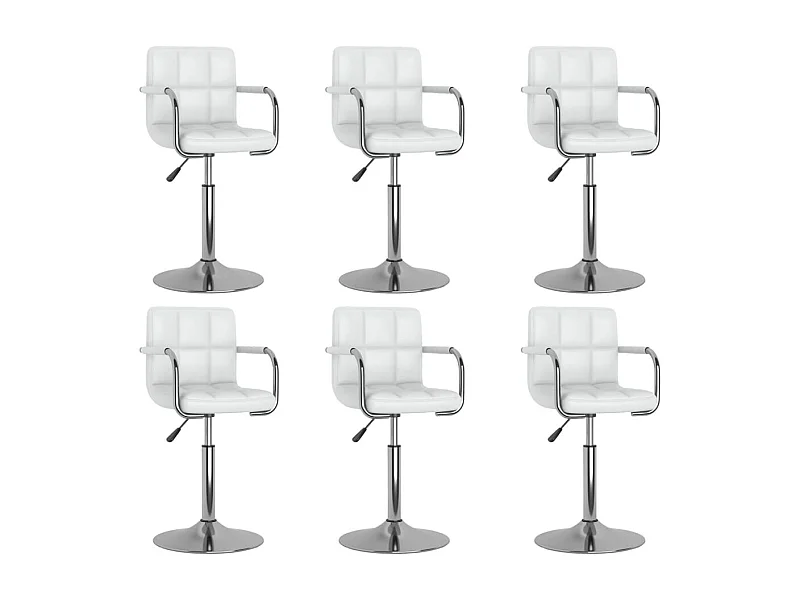 Chaises pivotantes à manger lot de 6 blanc similicuir