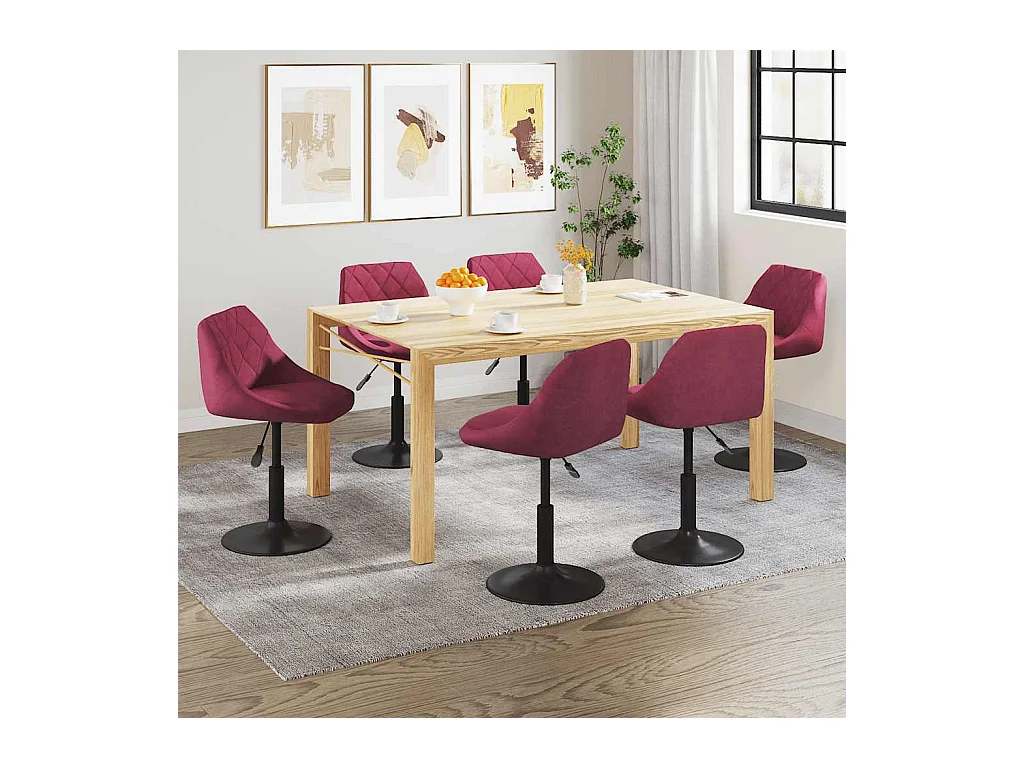Chaises à manger pivotantes lot de 6 rouge bordeaux velours