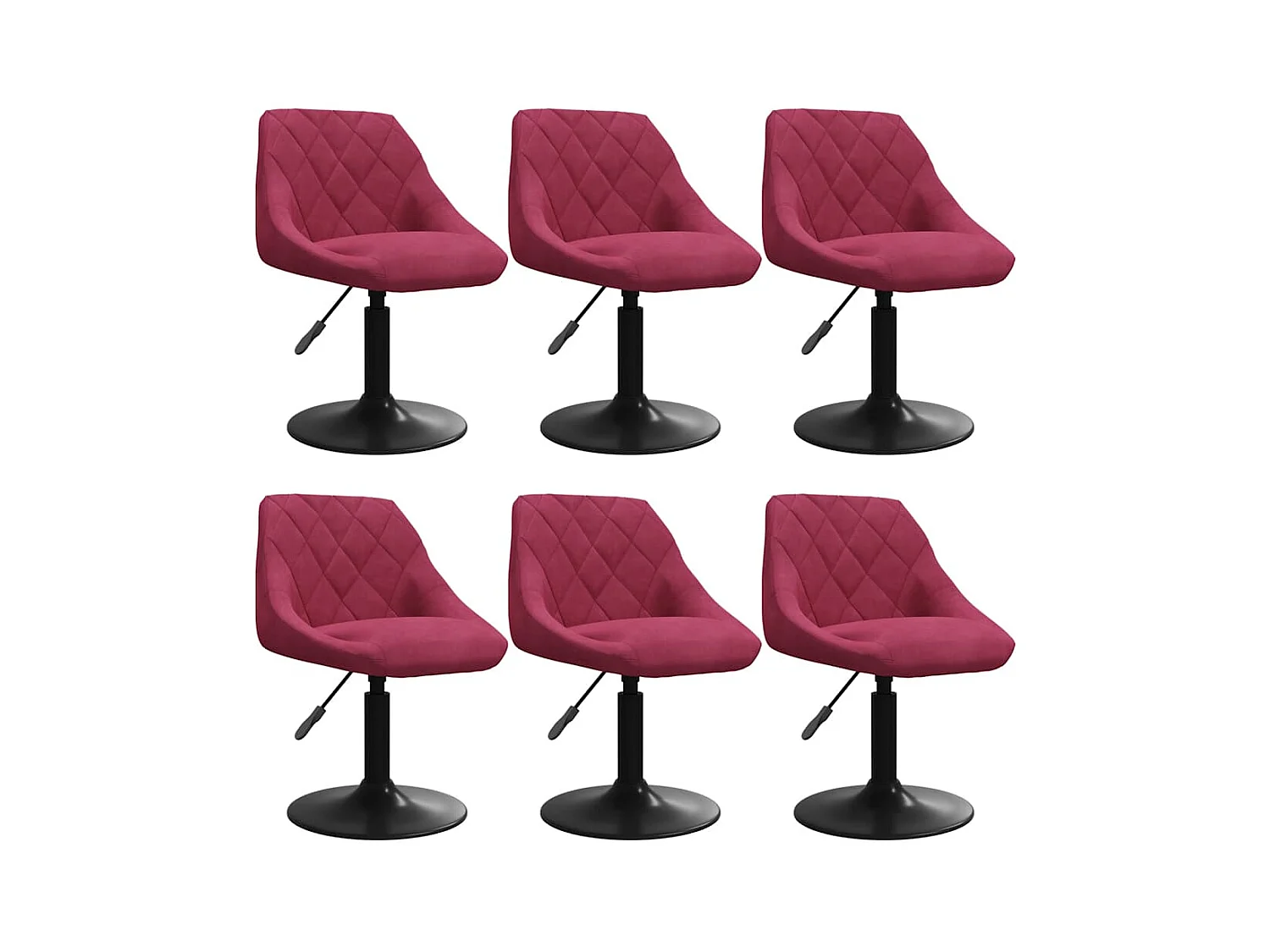 Chaises à manger pivotantes lot de 6 rouge bordeaux velours