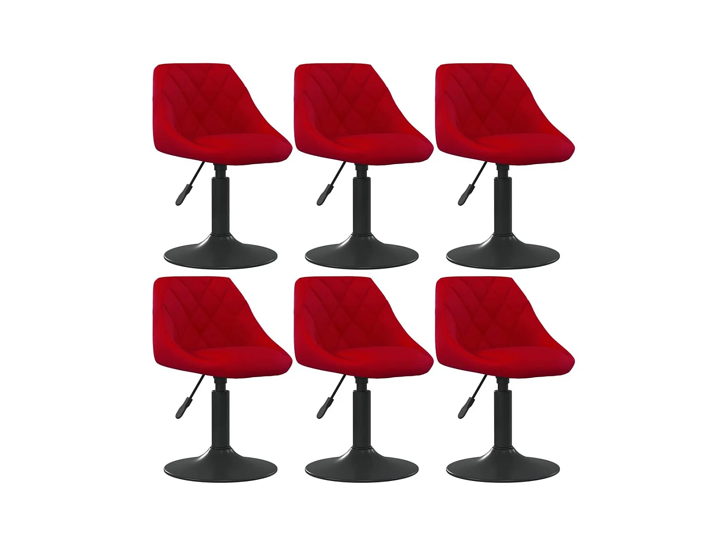Chaises à manger pivotantes lot de 6 rouge bordeaux velours