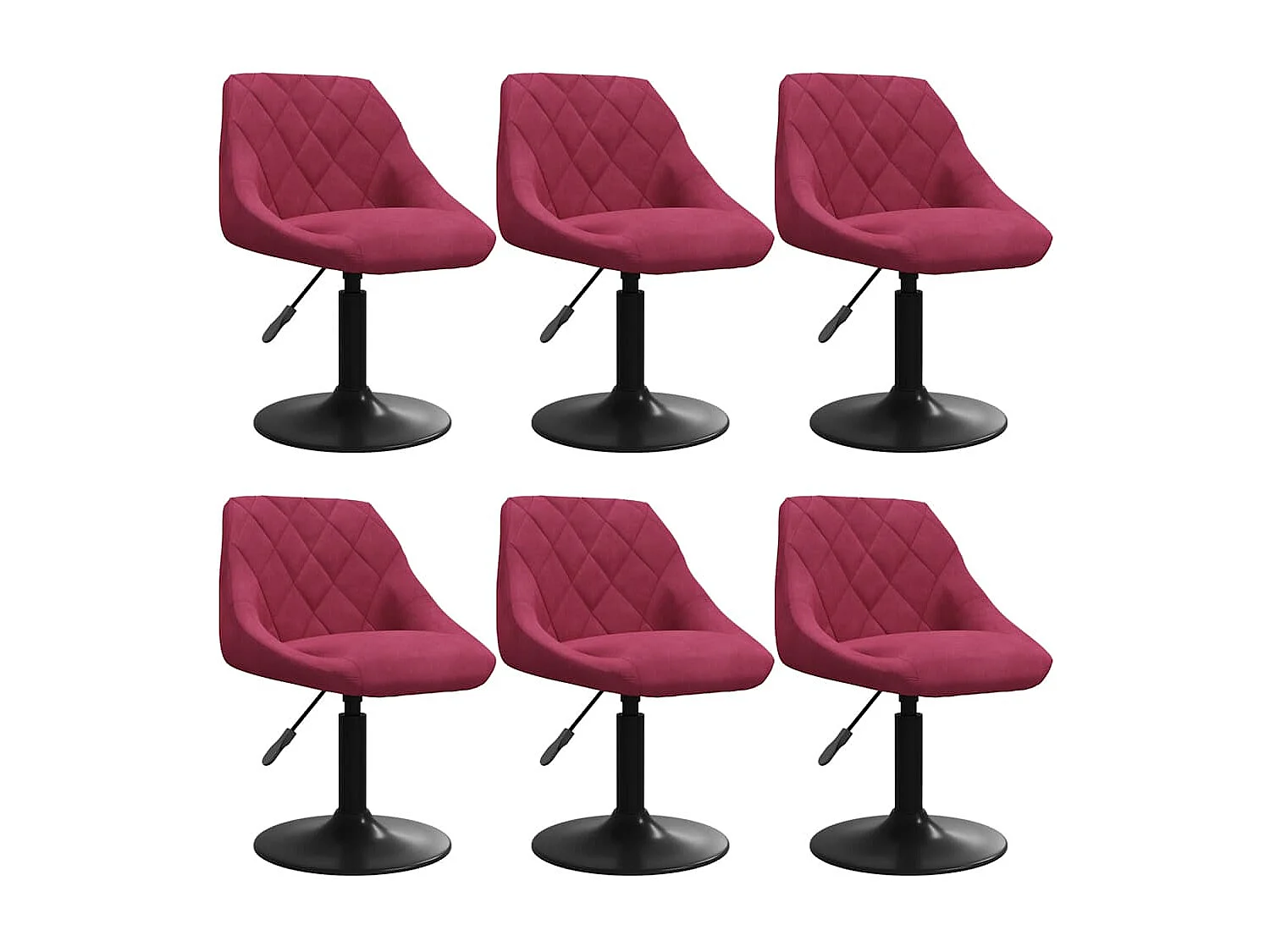 Chaises à manger pivotantes lot de 6 rouge bordeaux velours