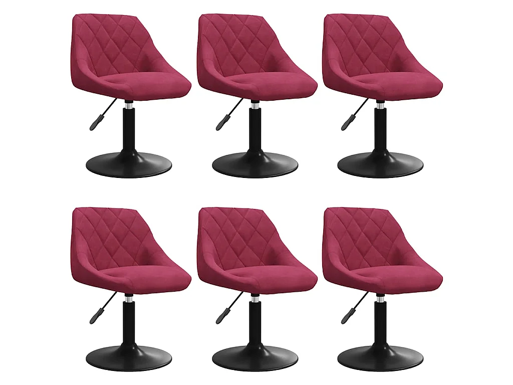 Chaises à manger pivotantes lot de 6 rouge bordeaux velours