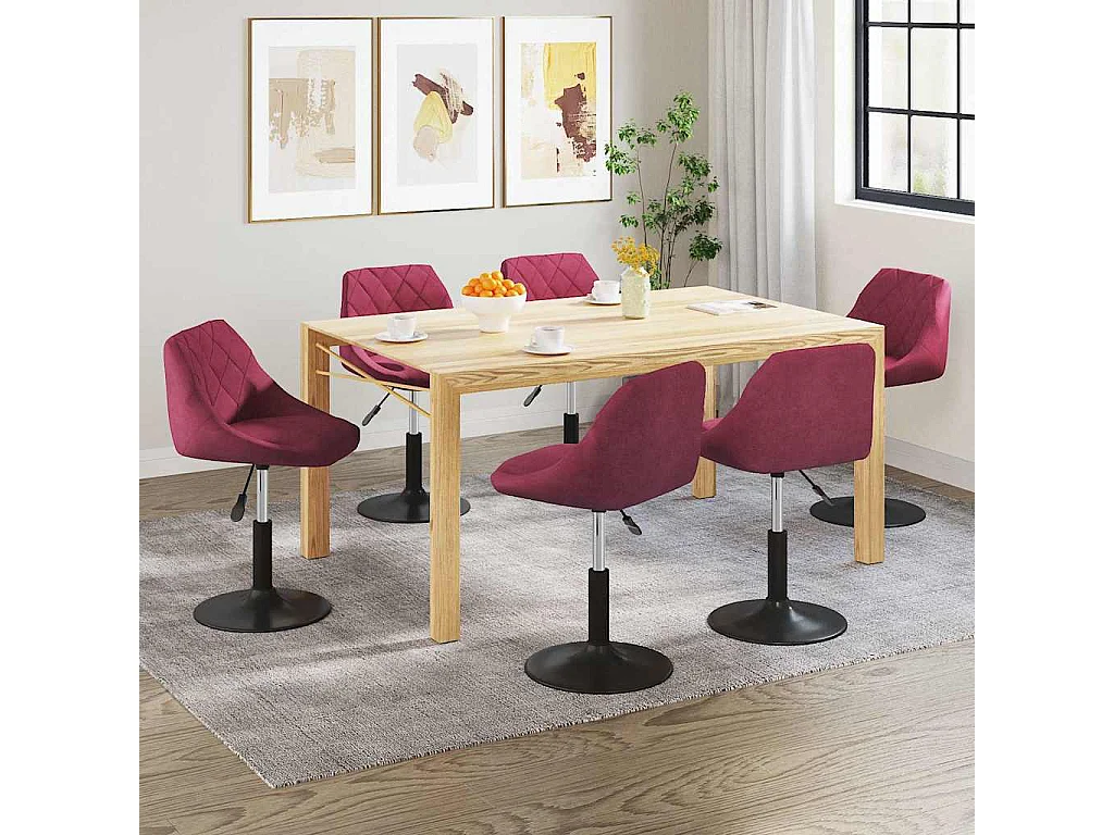 Chaises à manger pivotantes lot de 6 rouge bordeaux velours
