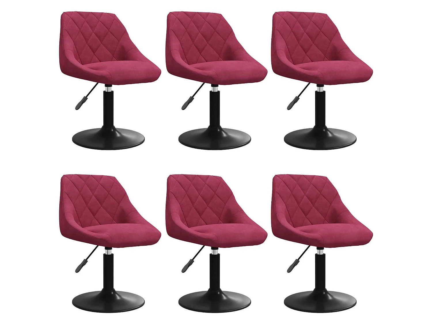 Chaises à manger pivotantes lot de 6 rouge bordeaux velours